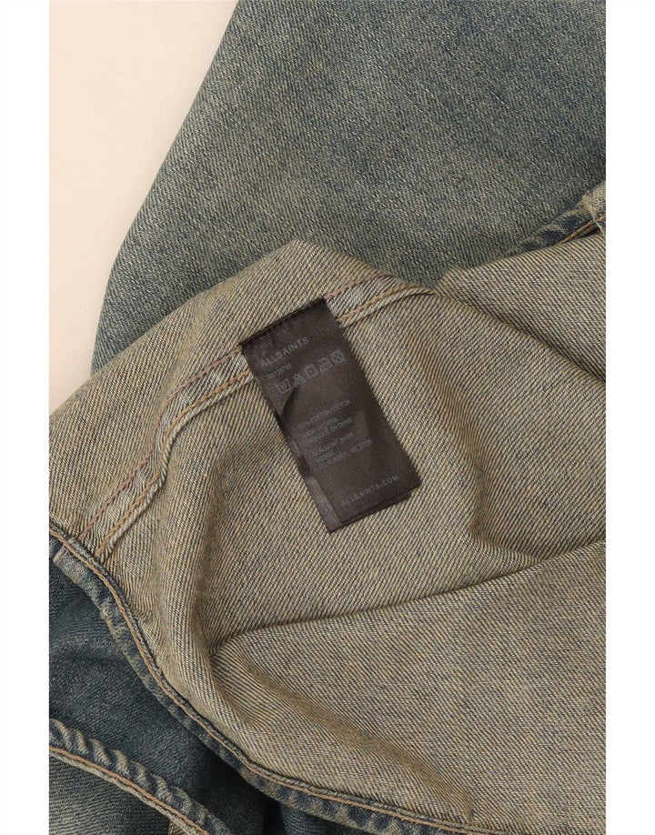 Camicia di jeans slim fit da uomo All Saints in cotone blu medio