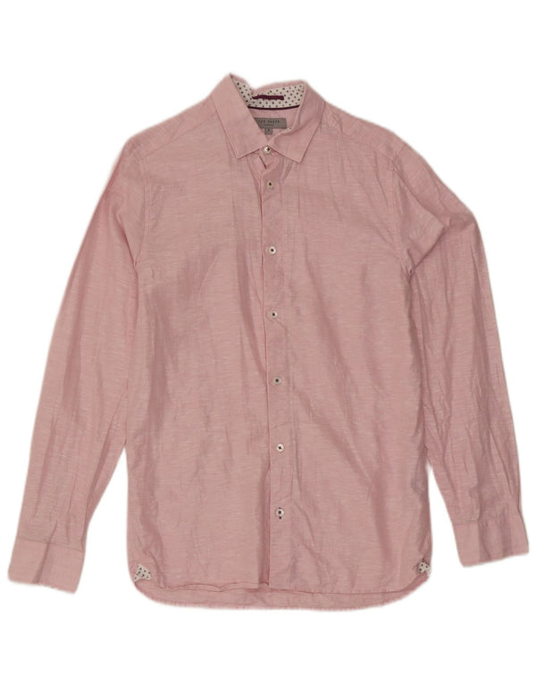 Ted Baker Camicia da uomo Taglia 2 Piccolo Lino screziato rosa