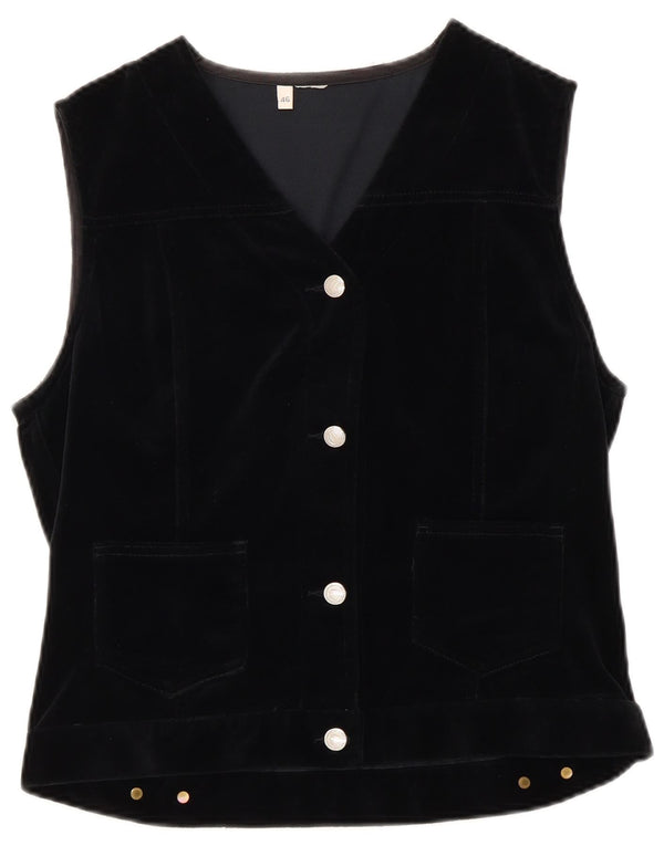 Gilet Vintage da Donna in Velluto IT 46 Large in Cotone Nero