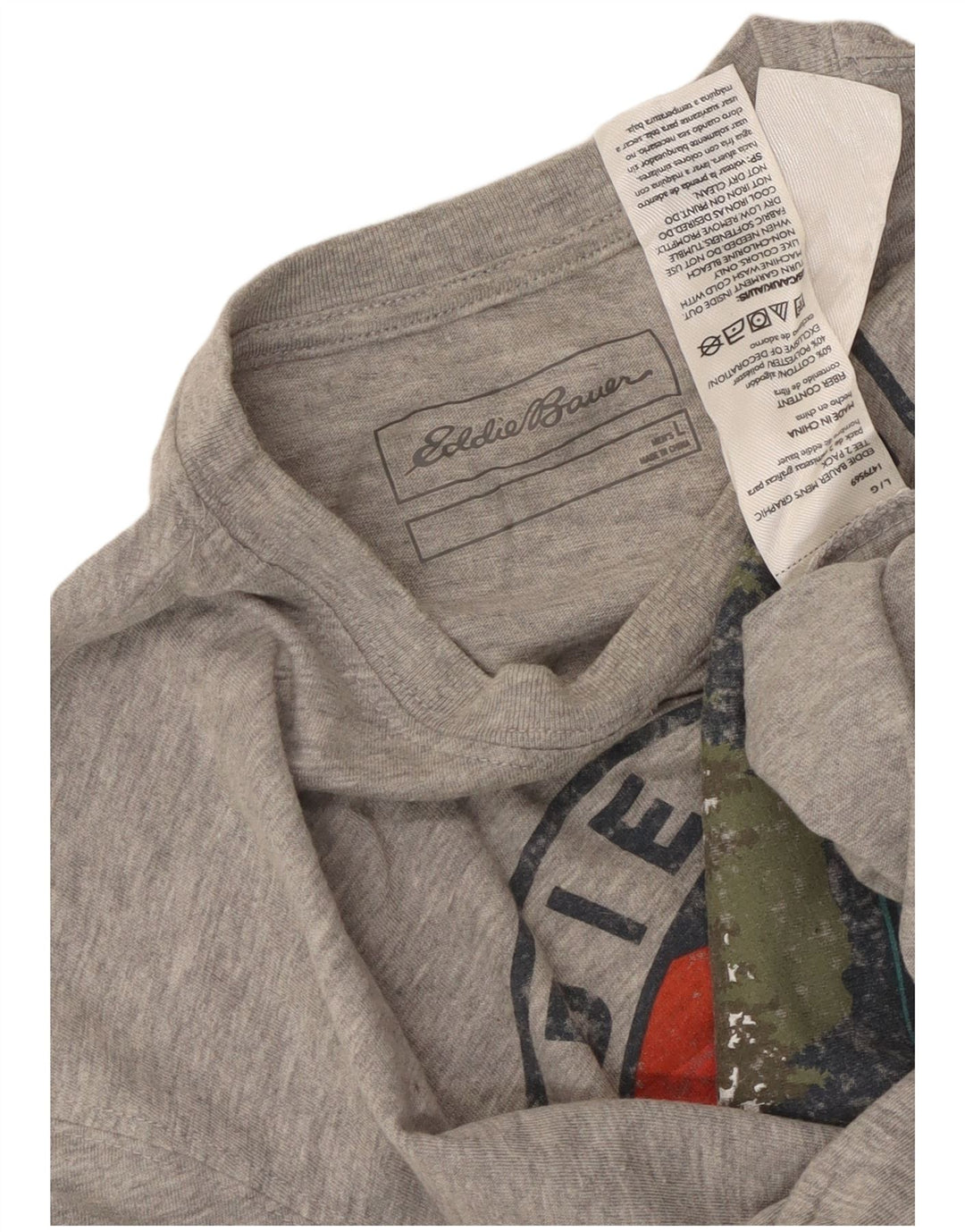 T-shirt grafica da uomo Eddie Bauer Top grande in cotone chiazzato grigio