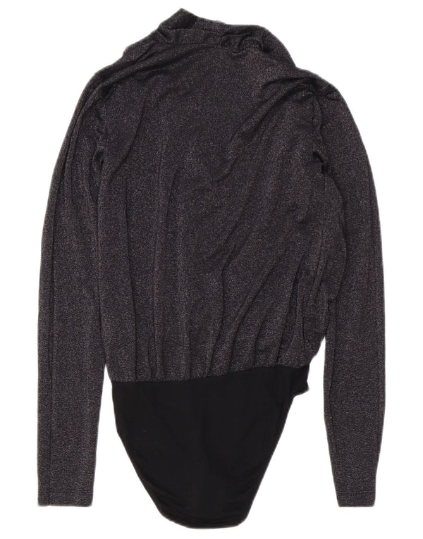 Reiss Womens Long Sleeve Bodysuit UK 6 XS Grey Viscose