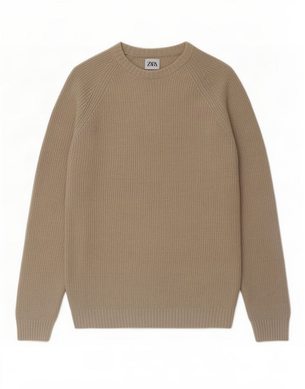 Maglione Zara da uomo con scollo a barca piccolo in cotone beige