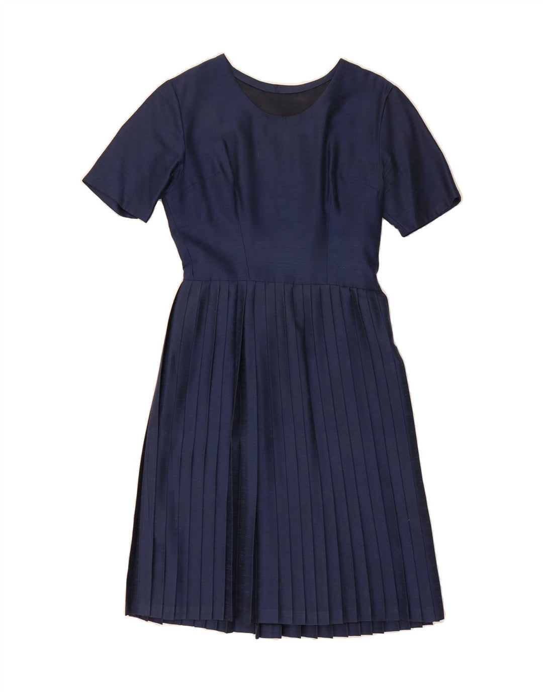 VINTAGE Womens Pleated A-Line Dress UK 12 Medium Navy Blue Vintage Vintage and Second-Hand Vintage from Messina Hembry 