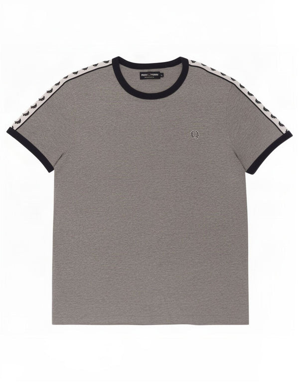 T-shirt grafica da uomo Fred Perry Top grande in cotone color block grigio