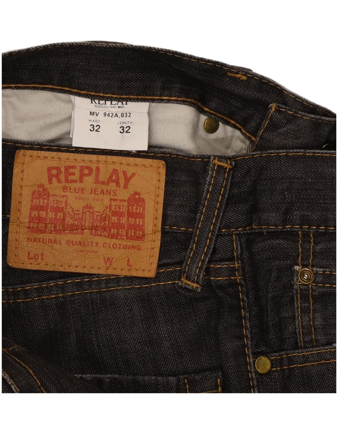 Jeans dritti da uomo Replay W32 L32 cotone nero