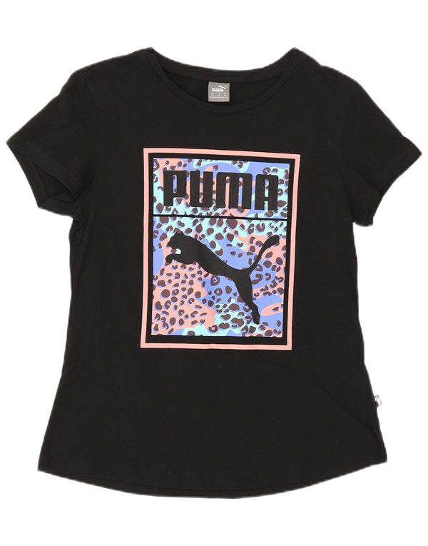T-shirt grafica da donna Puma Top UK 12 Medium Black Cotton