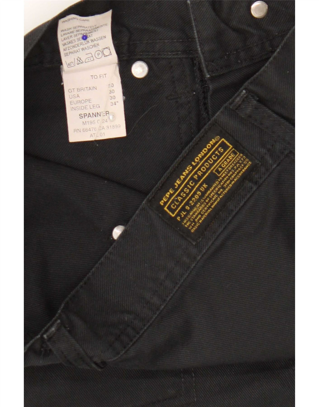 PEPE Jeans Pantaloni a gamba larga da uomo W30 L34 Poliestere nero