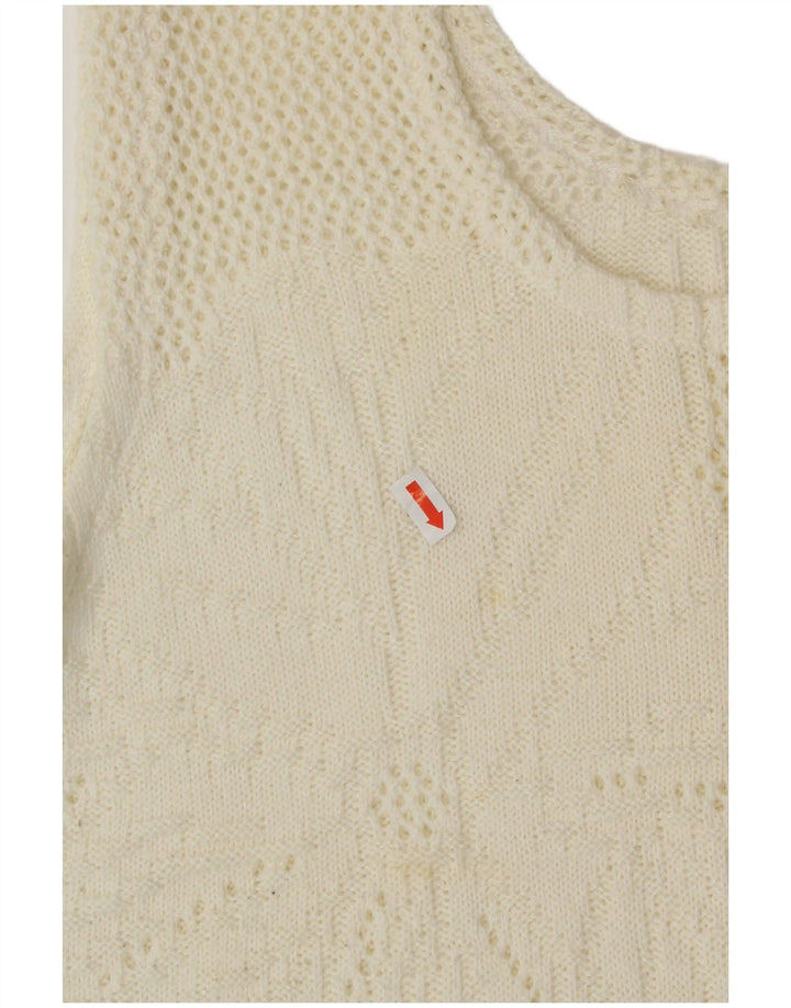 Canotta corta da donna vintage UK 16 grande floreale bianco sporco