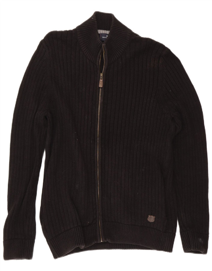 Marks & Spencer Maglione cardigan Harbour blu da uomo grande cotone nero