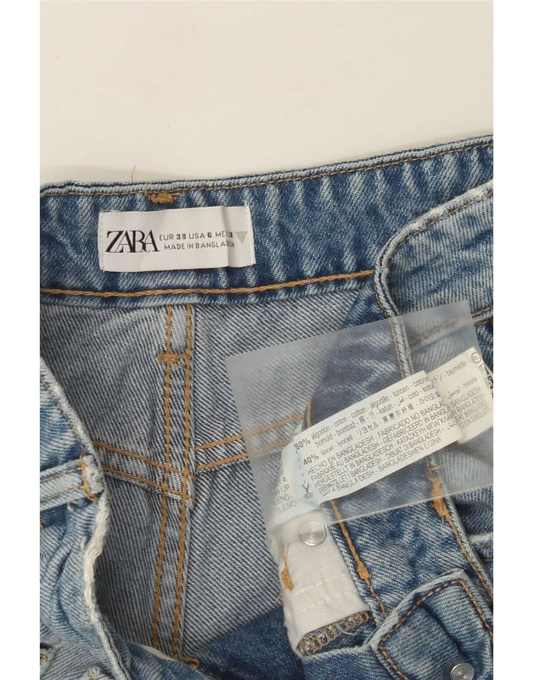 Pantaloncini di jeans da donna Zara EU 38 piccoli W28 cotone blu