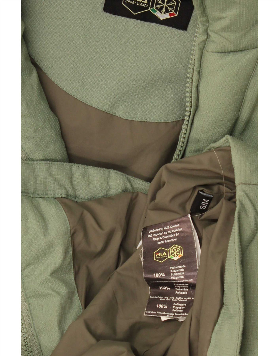 Giacca imbottita vestibilità ampia con cappuccio Fila da uomo UK 36 Small Verde poliestere