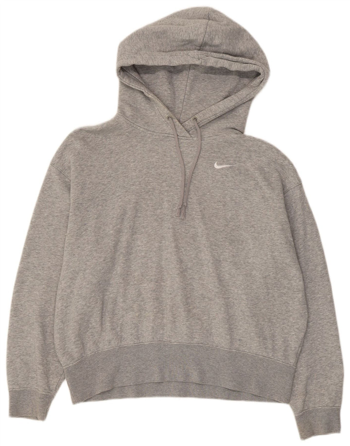 Maglione oversize con cappuccio da donna NIKE UK 10 piccolo cotone chiazzato grigio