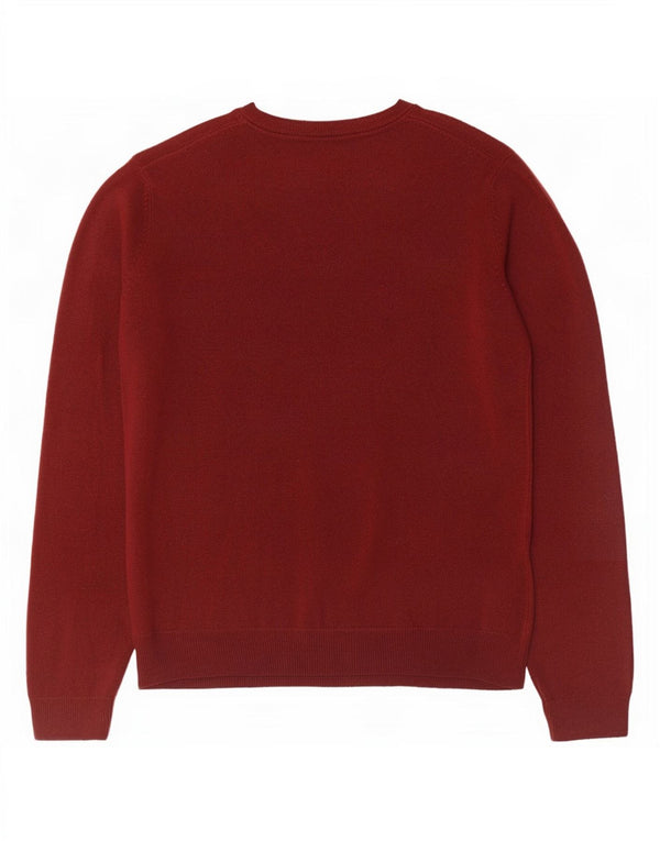 Maglione da donna con scollo a V Marks & Spencer UK 14 Grande acrilico bordeaux