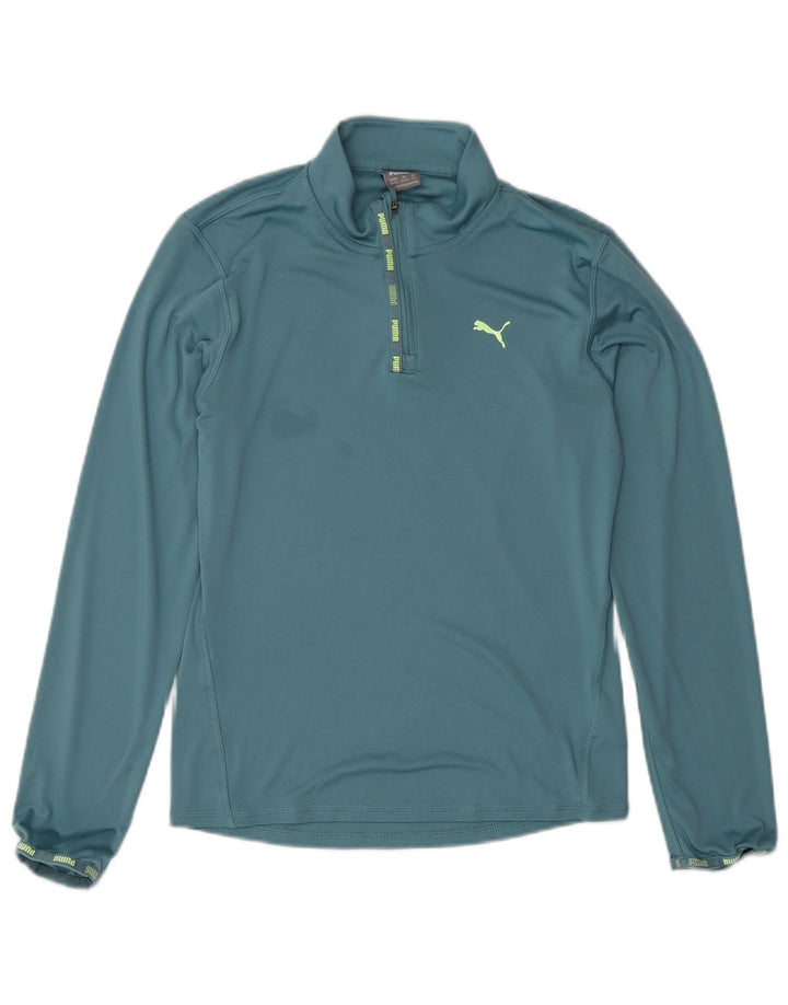 Maglia da tuta Puma da ragazzo con zip e collo, 13-14 anni, in poliestere blu