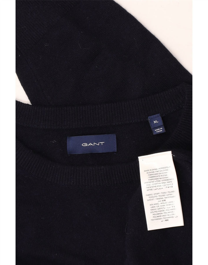 Gant Maglione da uomo con scollo a barca XL in lana blu navy