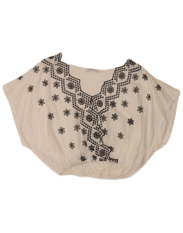 Top in camicetta a pipistrello da donna Zara UK 10 piccolo cotone floreale bianco