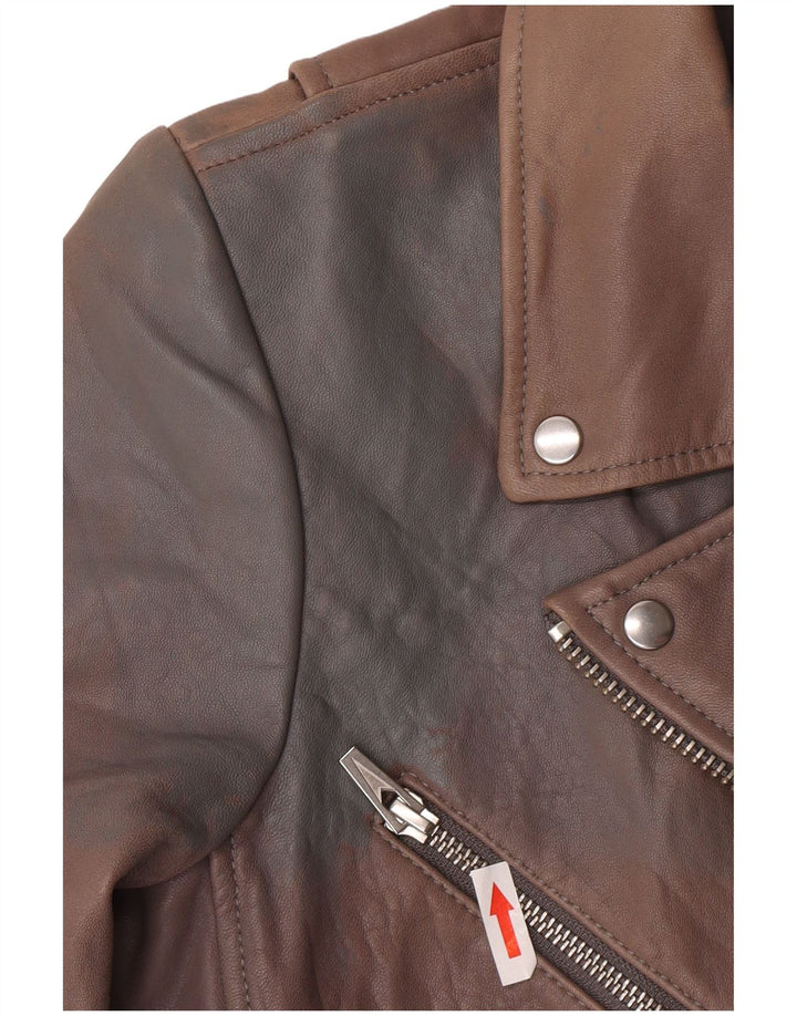 Giacca da motociclista in pelle da donna Veda UK 8 piccola pelle di agnello marrone