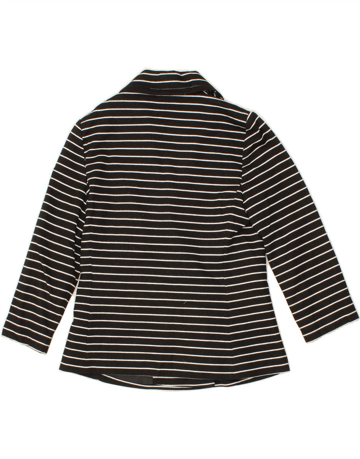 OASIS Womens 3/4 Sleeve Blazer Jacket UK 10 Small  Black Striped Vintage Oasis and Second-Hand Oasis from Messina Hembry 