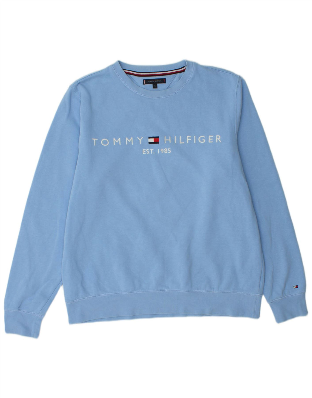 TOMMY HILFIGER Felpa grafica da uomo Maglione XL Cotone blu