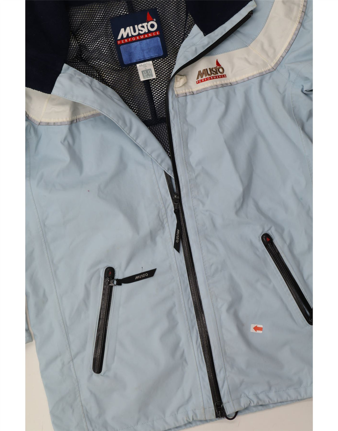 MUSTO Boys Windbreaker Jacket 12-13 Years Large  Blue Colourblock Nylon Vintage Musto and Second-Hand Musto from Messina Hembry 