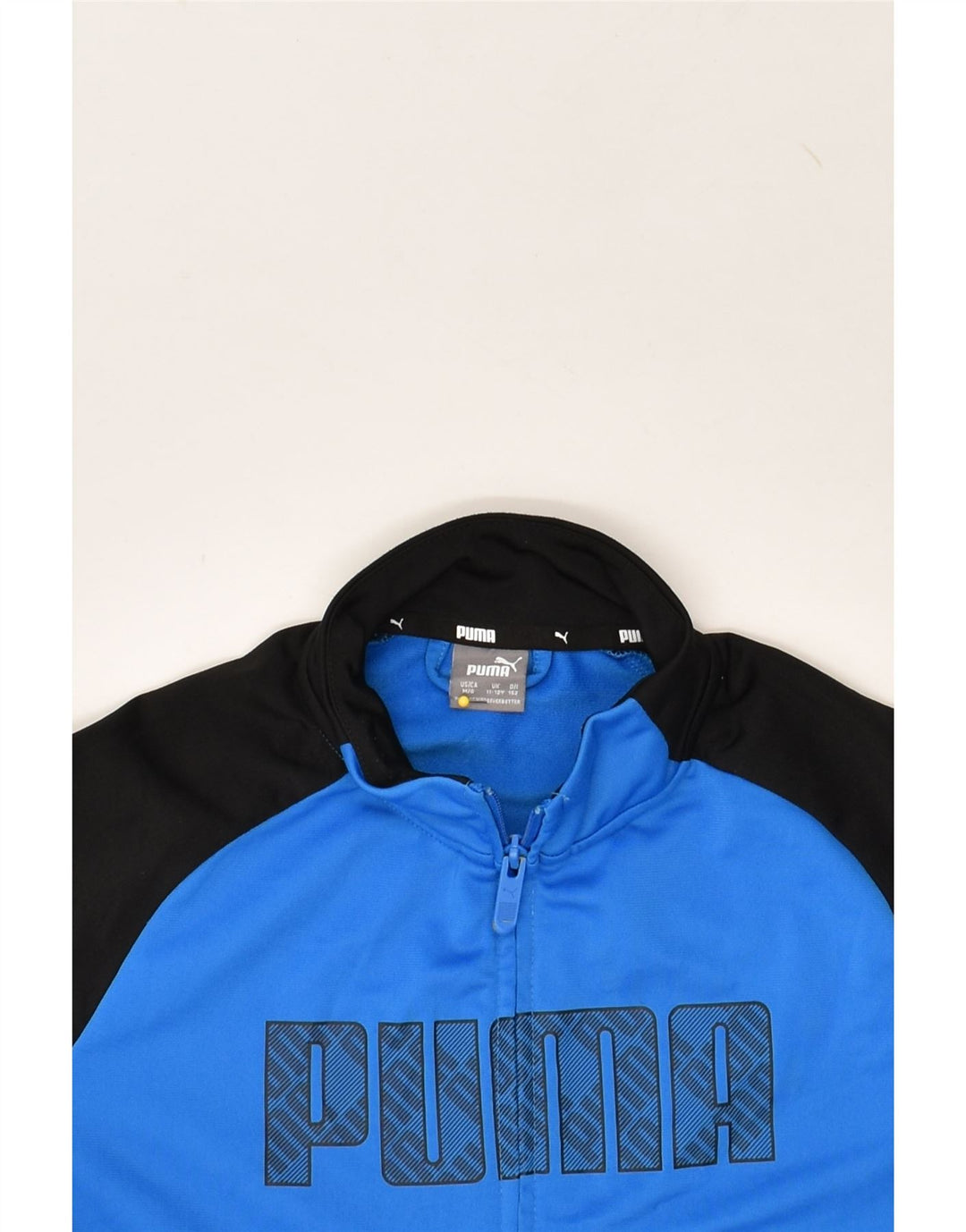 PUMA Boys Graphic Tracksuit Top Jacket 11-12 Years Blue Colourblock | Vintage Puma | Thrift | Second-Hand Puma | Used Clothing | Messina Hembry 