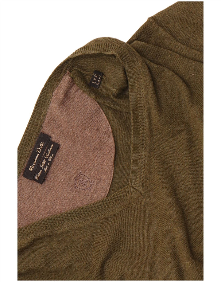 Massimo Dutti Maglione da uomo con scollo a V in cotone kaki medio