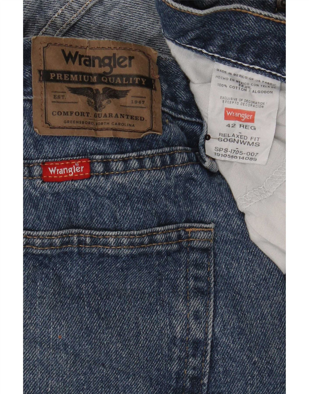 Pantaloncini di jeans da uomo Wrangler W42 2XL cotone blu