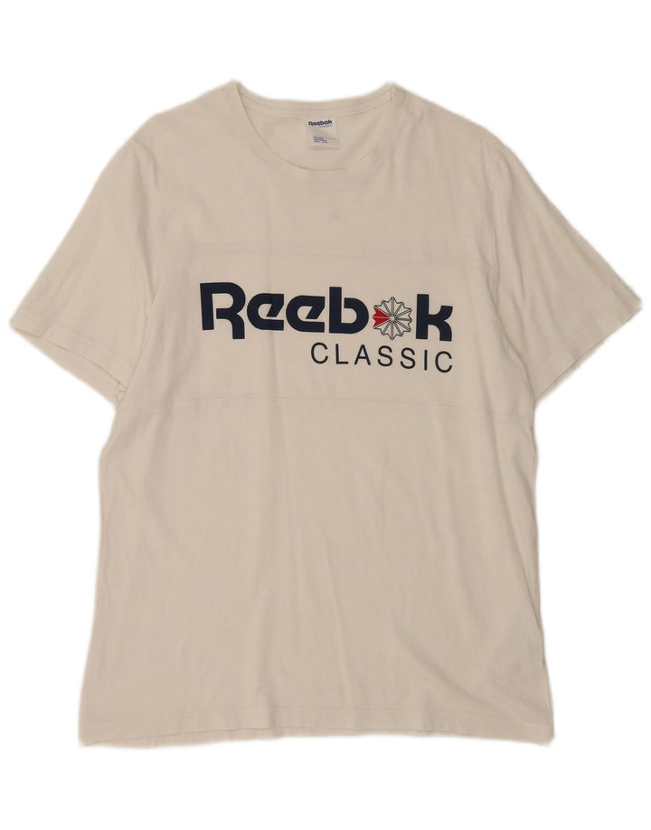 T-shirt grafica classica da uomo Reebok Top grande in cotone bianco
