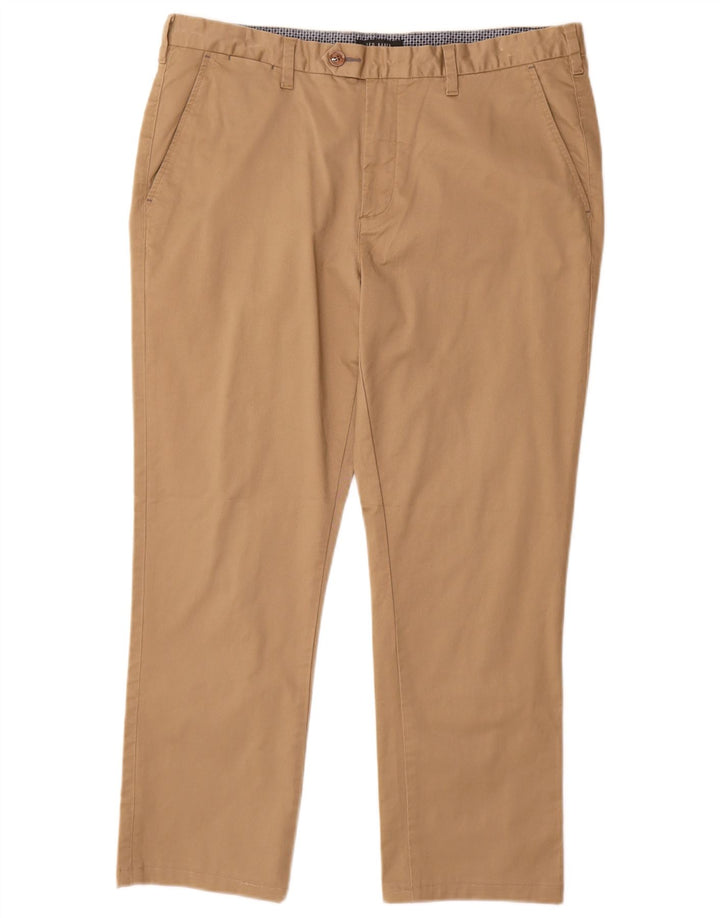 Pantaloni da abito dritti da uomo TED BAKER W34 L27 in cotone marrone