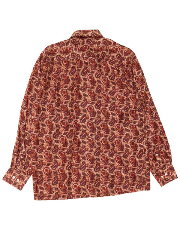 Camicia da uomo VINTAGE taglia 40 15 3/4 Paisley marrone medio