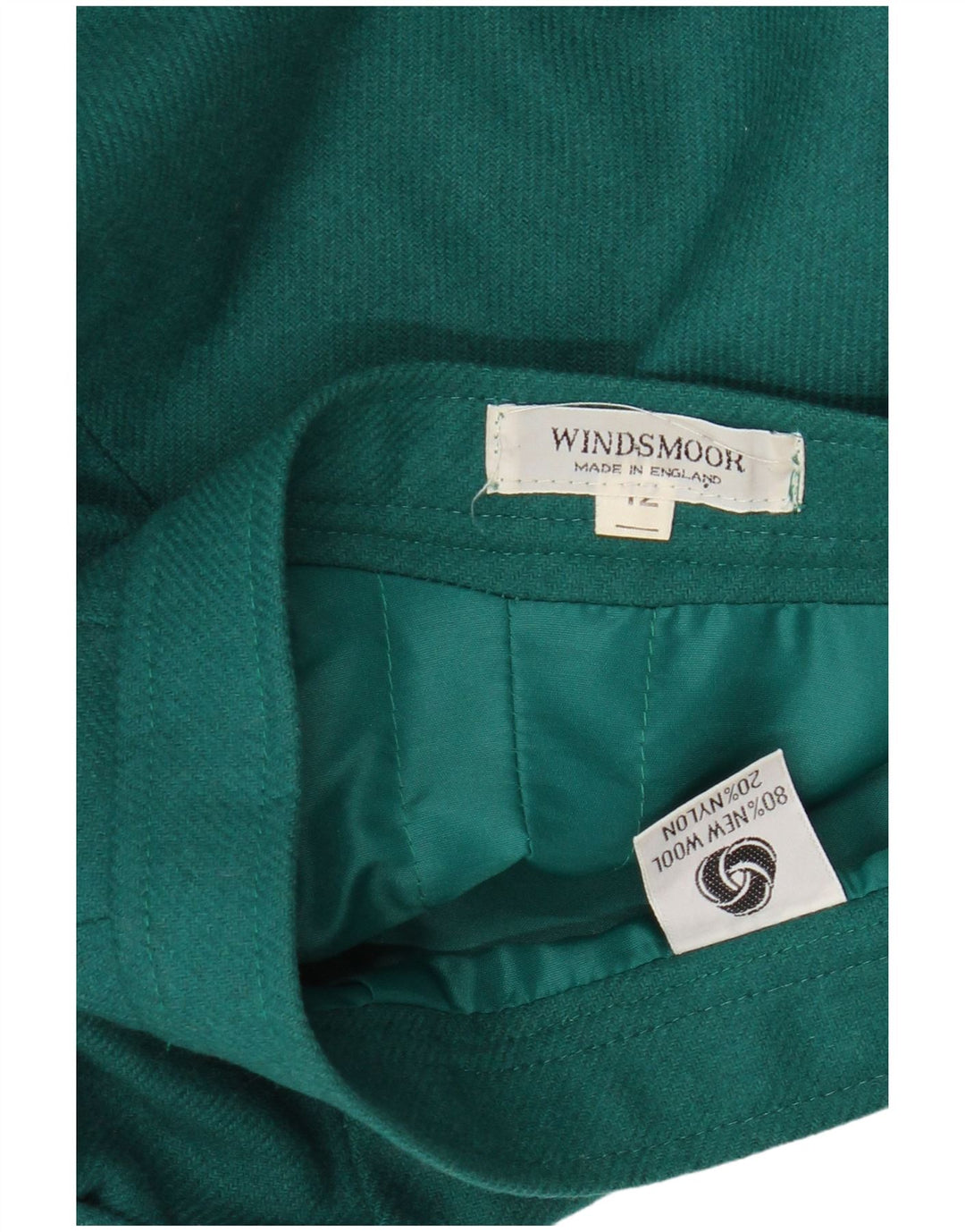 Gonna longuette da donna Windsmoor UK 12 media W27 lana verde