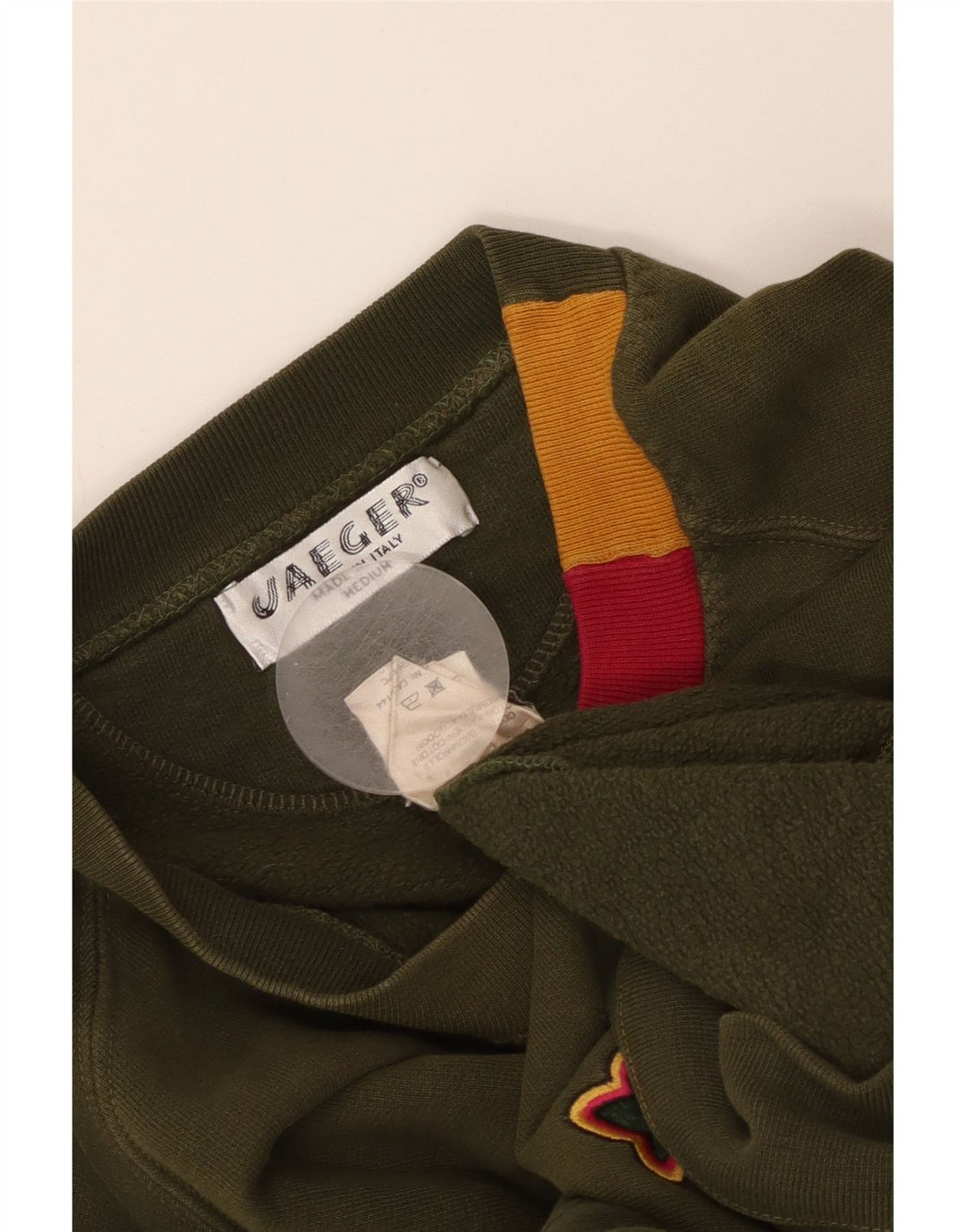 Felpa oversize da donna Jaeger, maglione UK 12, cotone floreale kaki medio