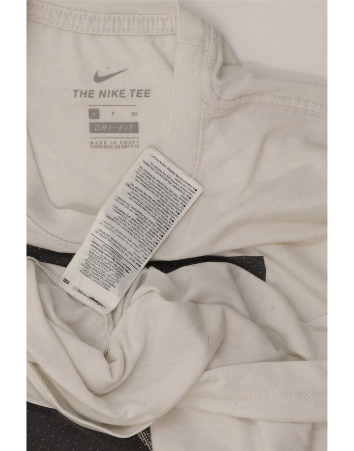 T-shirt grafica Nike Dri Fit da uomo, piccola, in cotone bianco