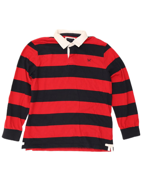CREW CLOTHING Polo da rugby da uomo a maniche lunghe XL in cotone a righe rosse