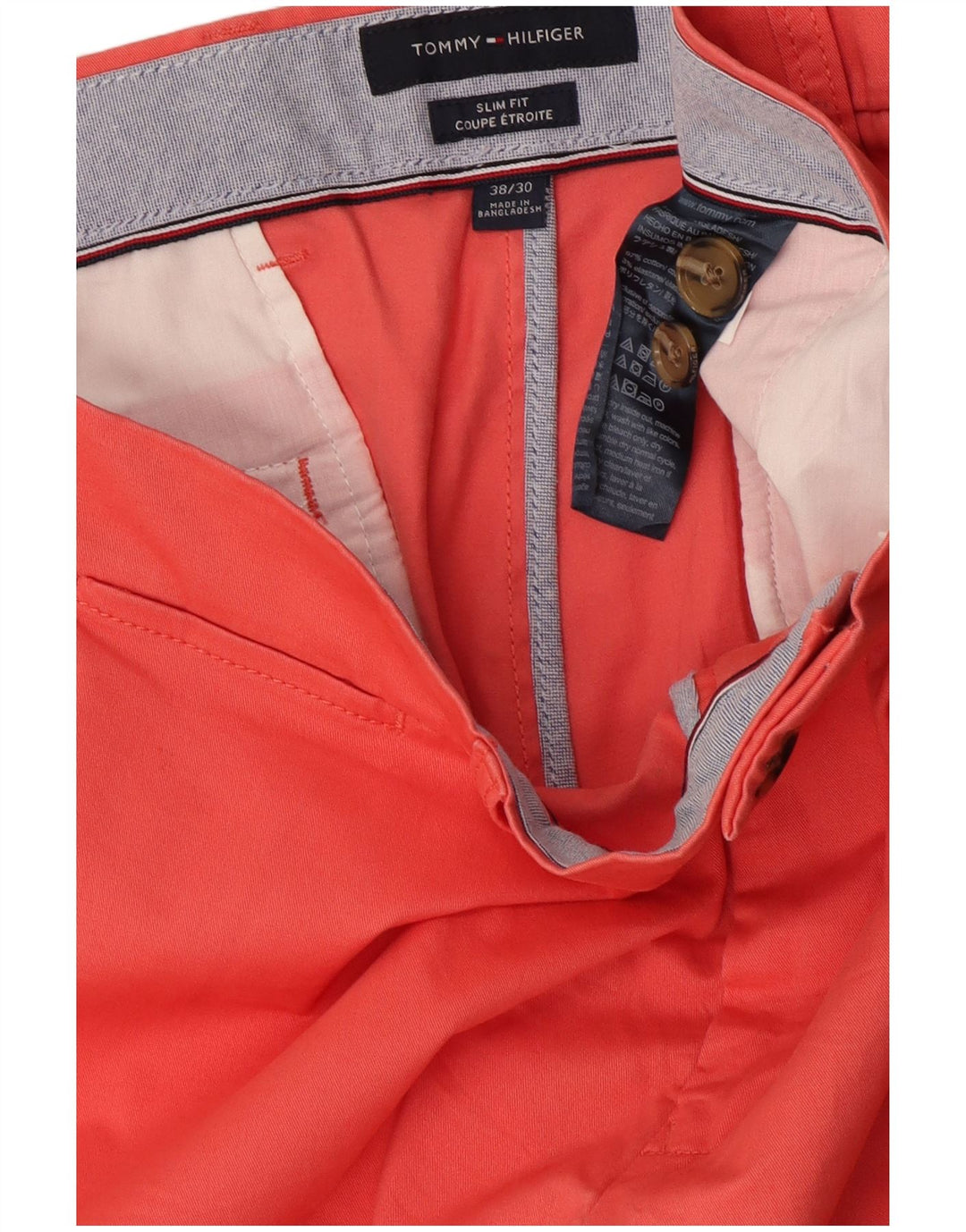 Pantaloni chino slim fit da uomo Tommy Hilfiger W38 L30 cotone rosa