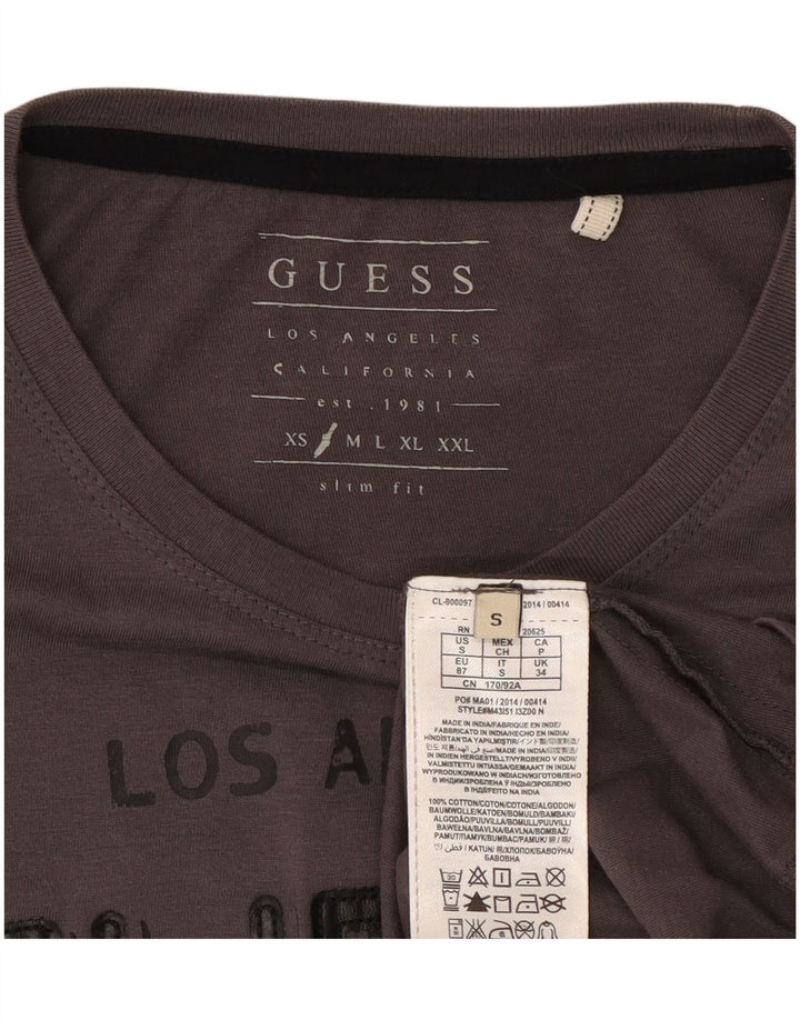 T-shirt grafica da uomo Guess a maniche lunghe piccola in cotone grigio