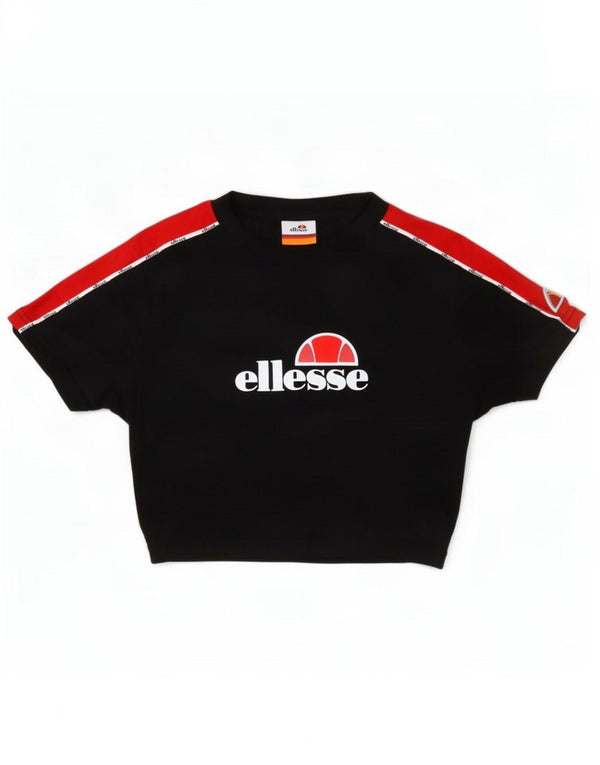 T-shirt grafica corta da donna Ellesse Top UK 10 Small Black Colourblock