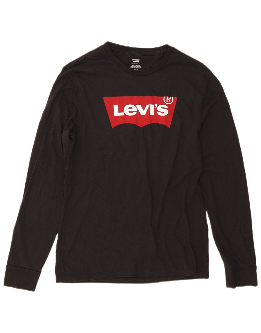 Levi's Top grafico da uomo a maniche lunghe in cotone nero medio