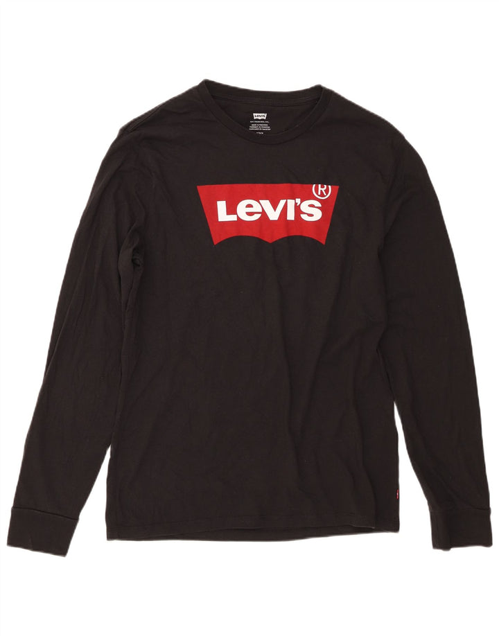 Levi's Top grafico da uomo a maniche lunghe in cotone nero medio