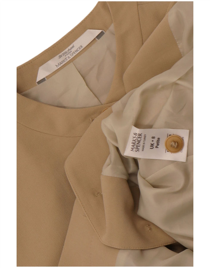 Giacca blazer lunga da donna Marks & Spencer UK 8 piccola poliestere beige