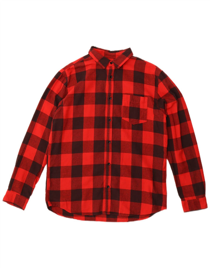 Camicia da uomo in flanella Jack & Jones XL in cotone a quadretti rossi