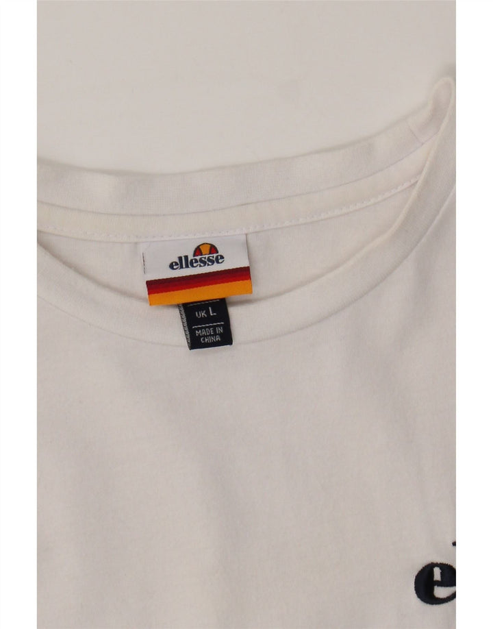 ELLESSE Mens Graphic T-Shirt Top Large White Vintage Ellesse and Second-Hand Ellesse from Messina Hembry 