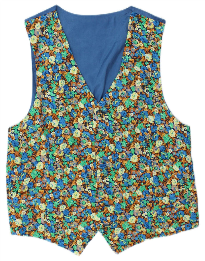 Gilet vintage da uomo piccolo floreale blu