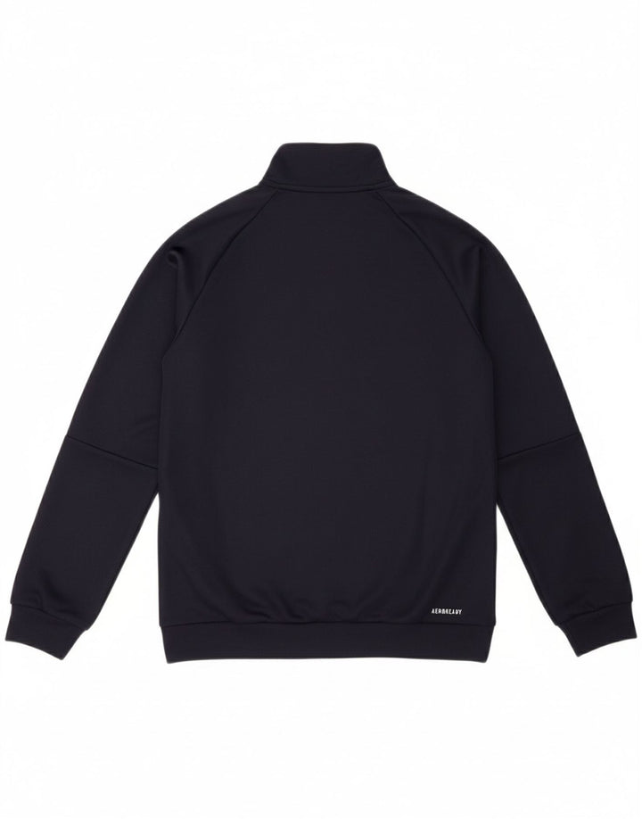 ADIDAS Boys Aeroready Tracksuit Top Jacket 11-12 Years Navy Blue Polyester