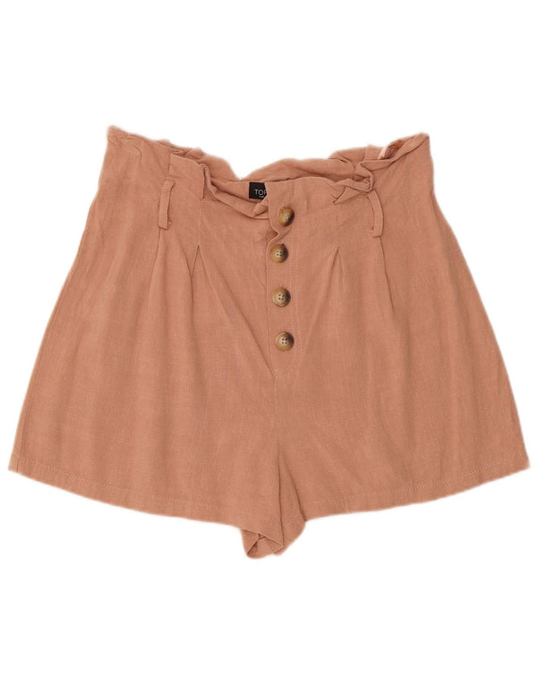 Topshop Pantaloncini casual a vita alta da donna UK 12 Medium W32 Viscosa rosa