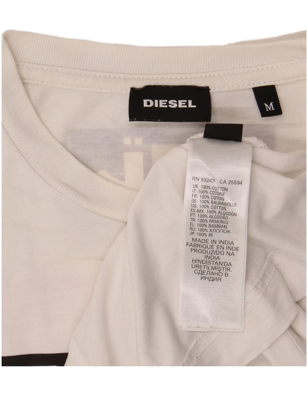 T-shirt grafica da uomo Diesel Top in cotone bianco medio