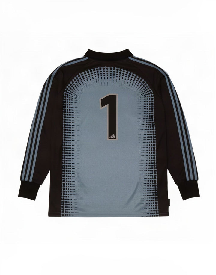 Adidas Maglietta grafica da uomo a maniche lunghe grande blu in poliestere color block
