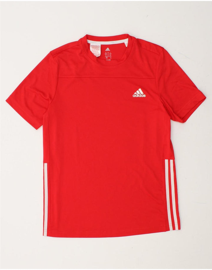 ADIDAS Boys Climalite T-Shirt Top 13-14 Years Red Polyester Vintage Adidas and Second-Hand Adidas from Messina Hembry 