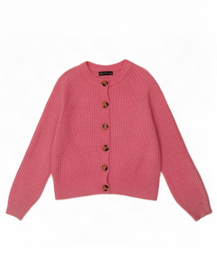 Maglione cardigan da donna Marks & Spencer UK 14 Acrilico rosa medio