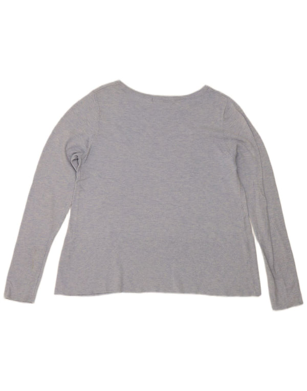 Marks & Spencer Top da donna a maniche lunghe UK 12 Cotone blu medio